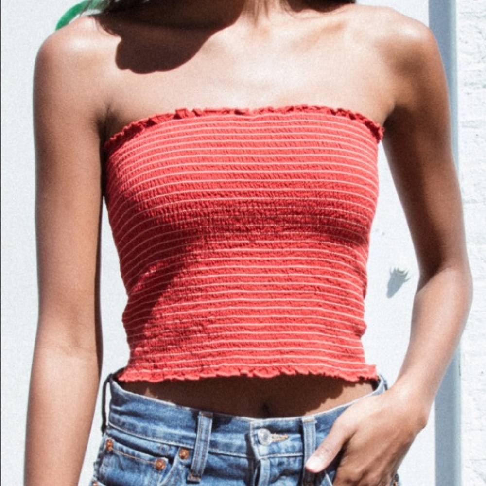 NEW Brandy Melville Red Cleo Smocked Tube Top